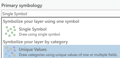Choose symbolize by unique values Choose symbolize by unique values