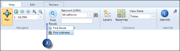 Select Find Address in Roadway Characteristics Editor Select Find Address in Roadway Characteristics Editor
