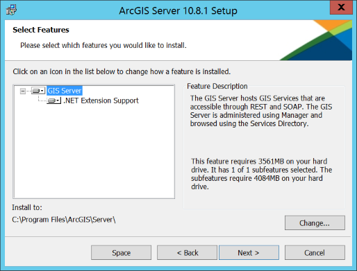 Select features for installation. Select features for installation.