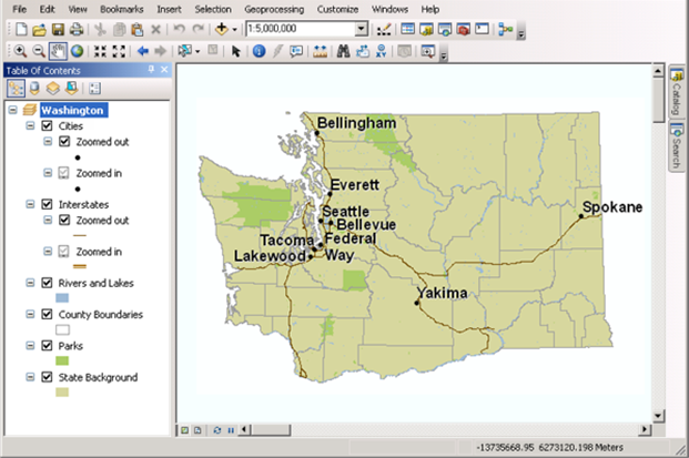 ArcMap document symbolized for multiple scales ArcMap document symbolized for multiple scales